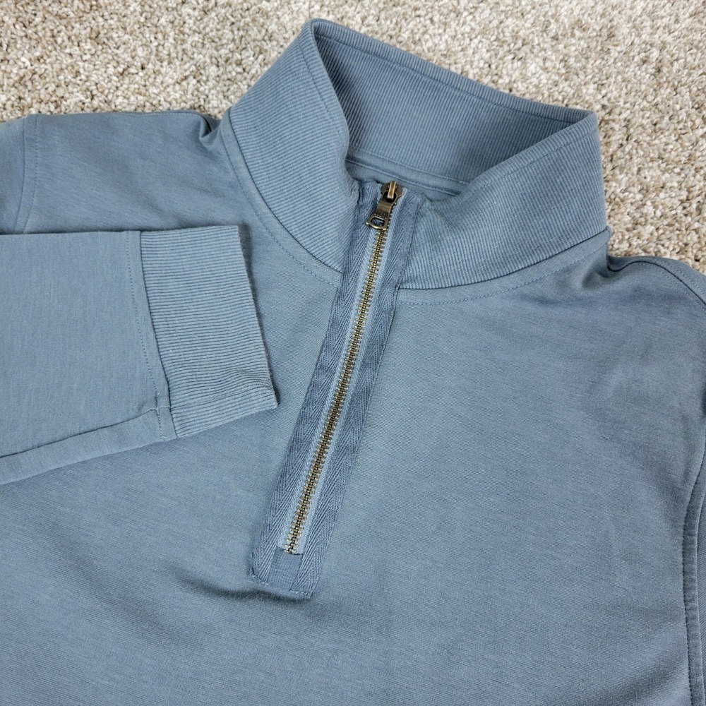 Rhone Mens Medium Solid Gray Performance Stretch Quarter Zip LS Cashmere Blend